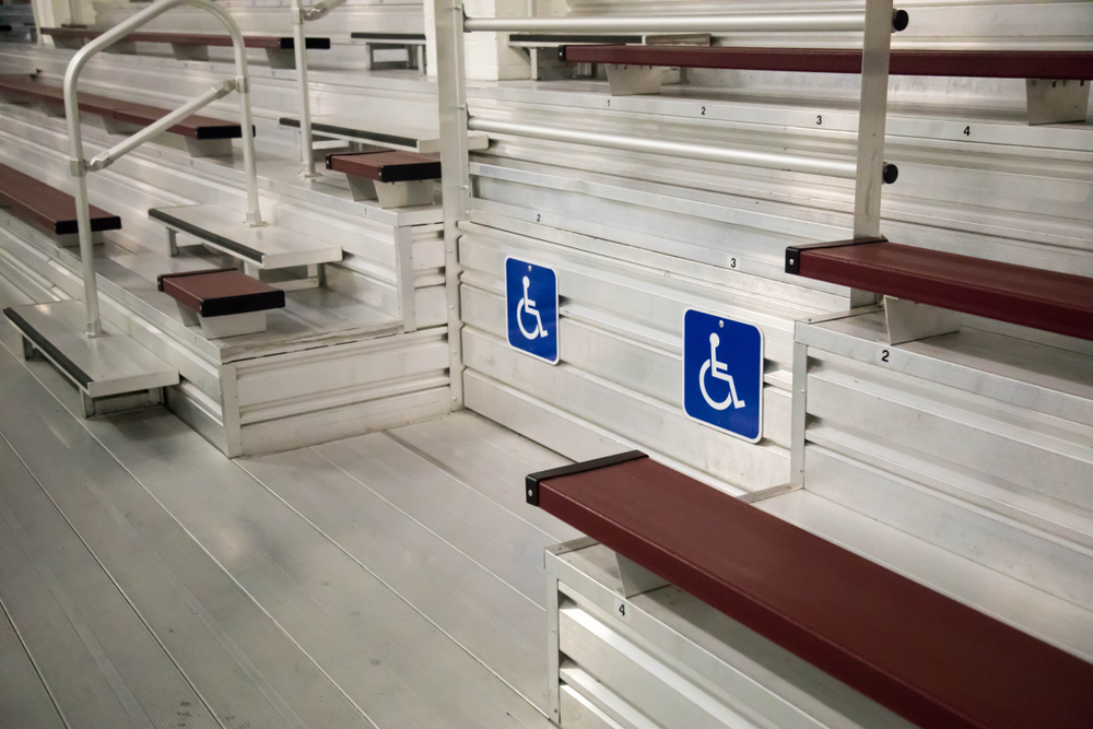 Bleachers need appropriate seating for guests in wheelchairs to be ADA compliant.